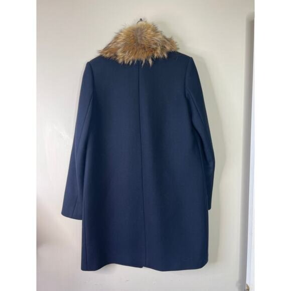 NWT Theory Belize Collared Wool Blend Coat Nest Washed in Navy Blue Size: Medium - Picture 7 of 8